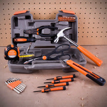 Apollo Tools 39 piece tool set DT9706OR (orange) open tool set against peg board background