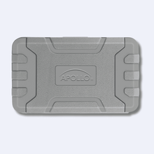 Apollo Tools grey tool case closed showing durable textured carrying case with brand logo