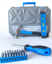 65 Piece Household and Mechanical Tool Set with bits and screwdriver, hammer and level showing -- DT0001