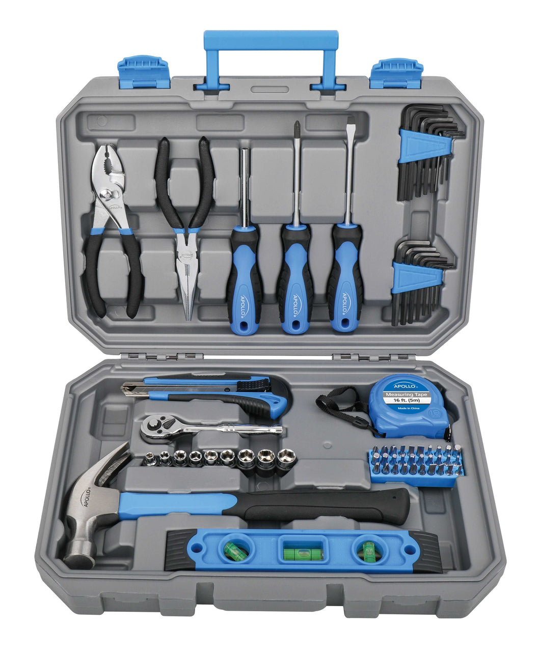 65 Piece Household and Mechanical Tool Set -- DT0001 open case with all tools showing