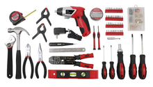 Apollo Tools 161 Piece Household Tool Kit with Convenient 3.6 Volt Lithium Ion Cordless Screwdriver - DT0739 shows all tools on white backgrounds
