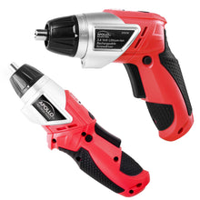 Apollo Tools 161 Piece Household Tool Kit with Convenient 3.6 Volt Lithium Ion Cordless Screwdriver - DT0739 shows cordless screwdriver in straight and angled positions