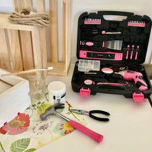 135 Piece Household Tool Kit Pink with Pivoting Dual-Angle 3.6 Volt Lithium-Ion Cordless Screwdriver - DT0773N1 shown in Do it Yourself  and crafts setting