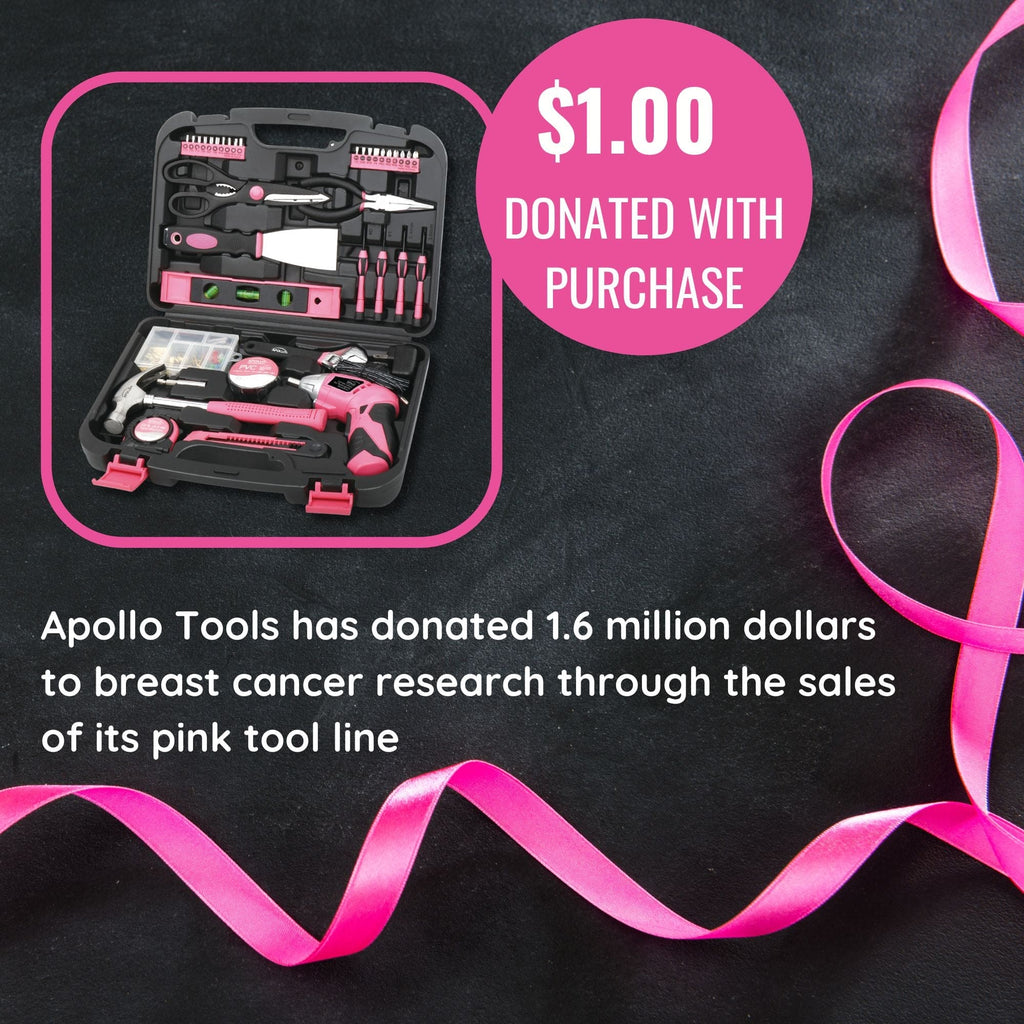 Pink Household Tool Set with pink Carrying Case and Powerful