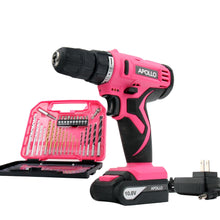 Apollo Tools 10.8 Volt Lithium-Ion Cordless Drill with 30 Piece Accessory Set PINK - DT4937P