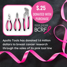 APOLLO TOOLS 3 Pliers set - Pink - DT5008P Apollo Tools has donated over 1.6 million dollars to breast cancer research through the sale of its pink tool line.  The purchase of this product comes with a donation of $.25