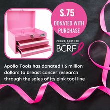 Apollo Tools 2-Drawer Pink Steel Chest -- DT5010P Apollo Tools has donated over 1.6 million dollars to breast cancer research through the sale of its pink tool line.  The purchase of this product comes with a donation of $.75