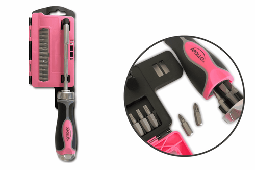 13-in-1 Ratcheting Screwdriver with Bit Set – Pink -- DT5021P