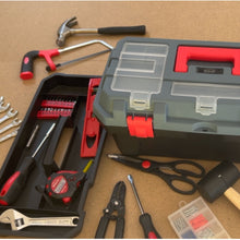 APOLLO TOOLS 170 Piece Household Tool Kit with New and Improved Tool Box - DT7103 shows partial tool selection, partial box and partial tray