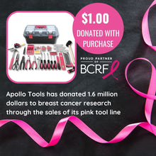 Apollo Tools 170 Piece Household Tool Kit with New and Improved Tool Box  PINK- DT7103P 
Apollo Tools has donated over 1.6 million dollars to breast cancer research through the sale of its pink tool line.  The purchase of this product comes with a donation of $.1