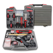 Apollo Tools 144 Piece Household Tool Kit with 4.8V Cordless Screwdriver - DT8422 shows set open and closed