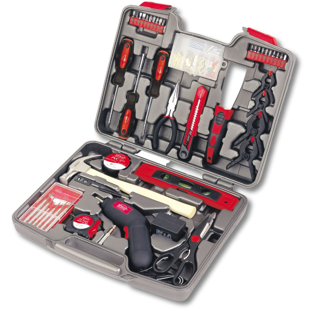 APollo Tools 144 Piece Household Tool Kit with 4.8V Cordless Screwdriver - DT8422