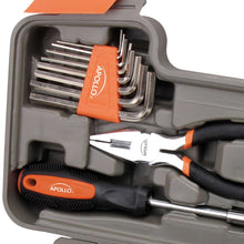 Apollo Tools 39 piece tool set DT9706OR (orange) detail of set with close up on bit driver, pliers and hex keys