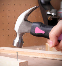 Four Piece Stubby Tool Set - Pink- DT0240P shows hammer in use with nail