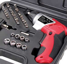 3.6 Volt Lithium-Ion Rechargeable Screwdriver with 45 Pieces Accessory Set - DT4944 close up of cordless and bits