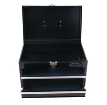 APOLLO TOOLS Black Steel Tool Chest with 2 Drawers and Ample Top Compartment -- DT5010 drawers and top open front view