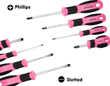 Apollo Tools 8 Pink Essential Screwdriver Set DT5018P 4 Phillips and 4 slotted screwdriver