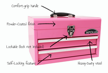 pink metal tool box tool chest with drawers details