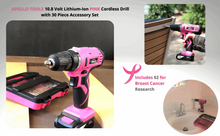 light drill, cordless drill pink, rechargeable drill, drill with drill bits, breast cancer pink tool
