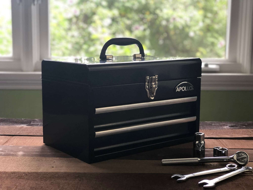 Black Steel Tool Chest with 2 Drawers and Ample Top Compartment -- DT5 ...