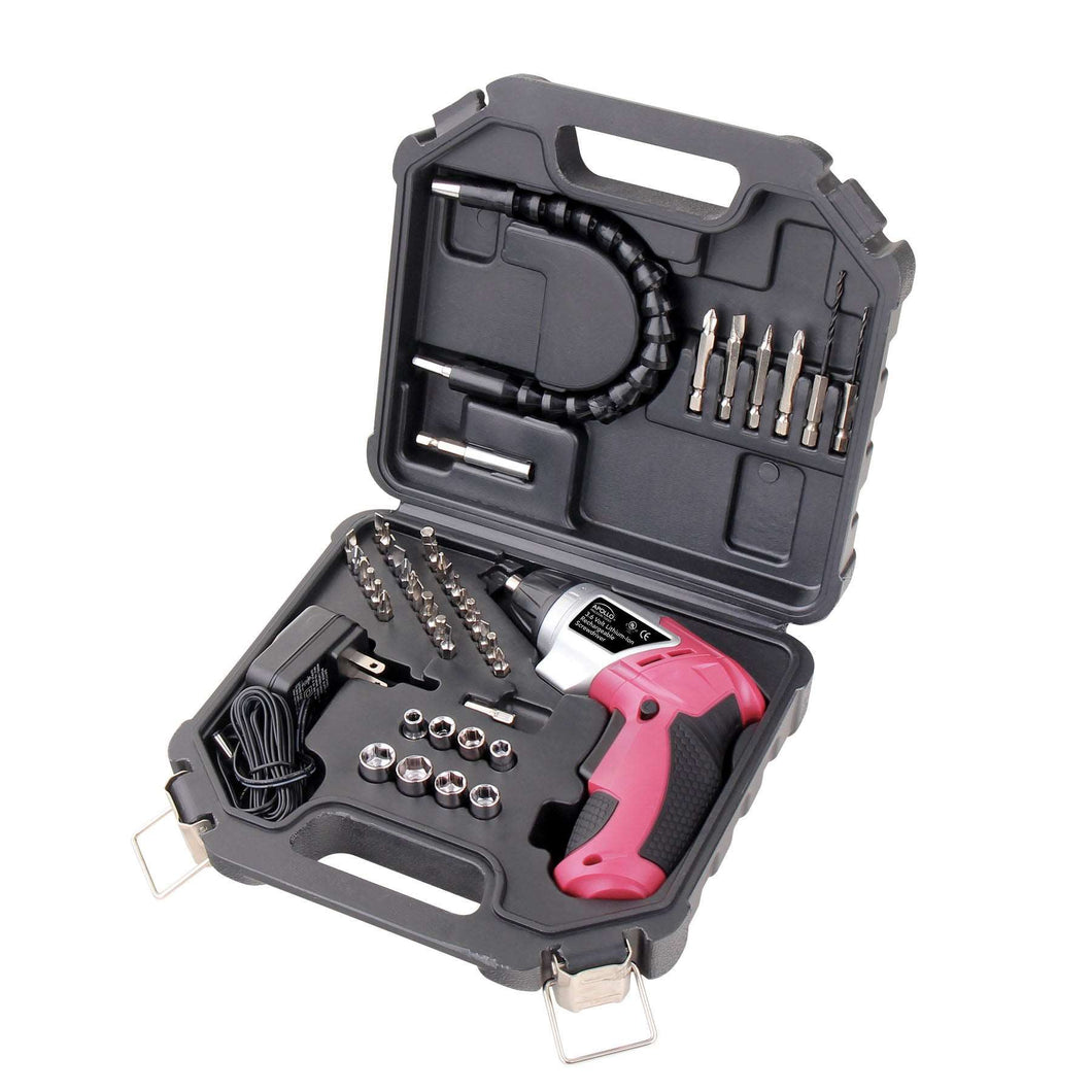 3.6 Volt Lithium-Ion Rechargeable Screwdriver with 45 Piece Accessory Set - Pink DT4944P