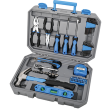 Apollo Tools 65 piece tool set with socket set: model DT0001 blue open case with all tools showing