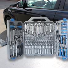 Apollo Tools 163 Piece Mechanics Tool Kit -- DT0002 shown open with back car in background