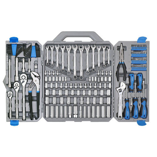 Apollo Tools 163 Piece Mechanics Tool Kit -- DT0002 shown open against white background