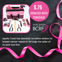 Apollo Tools 201 Piece Household Tool Kit in a Soft-Sided Tool Bag Pink - DT0020P Apollo Tools has donated 1.6 million dollars to breast cancer research through the sales of its pink tool line