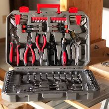 Apollo Tools 95 Piece Mechanics Tool Set in Metric and SAE shows open tool set in construction site