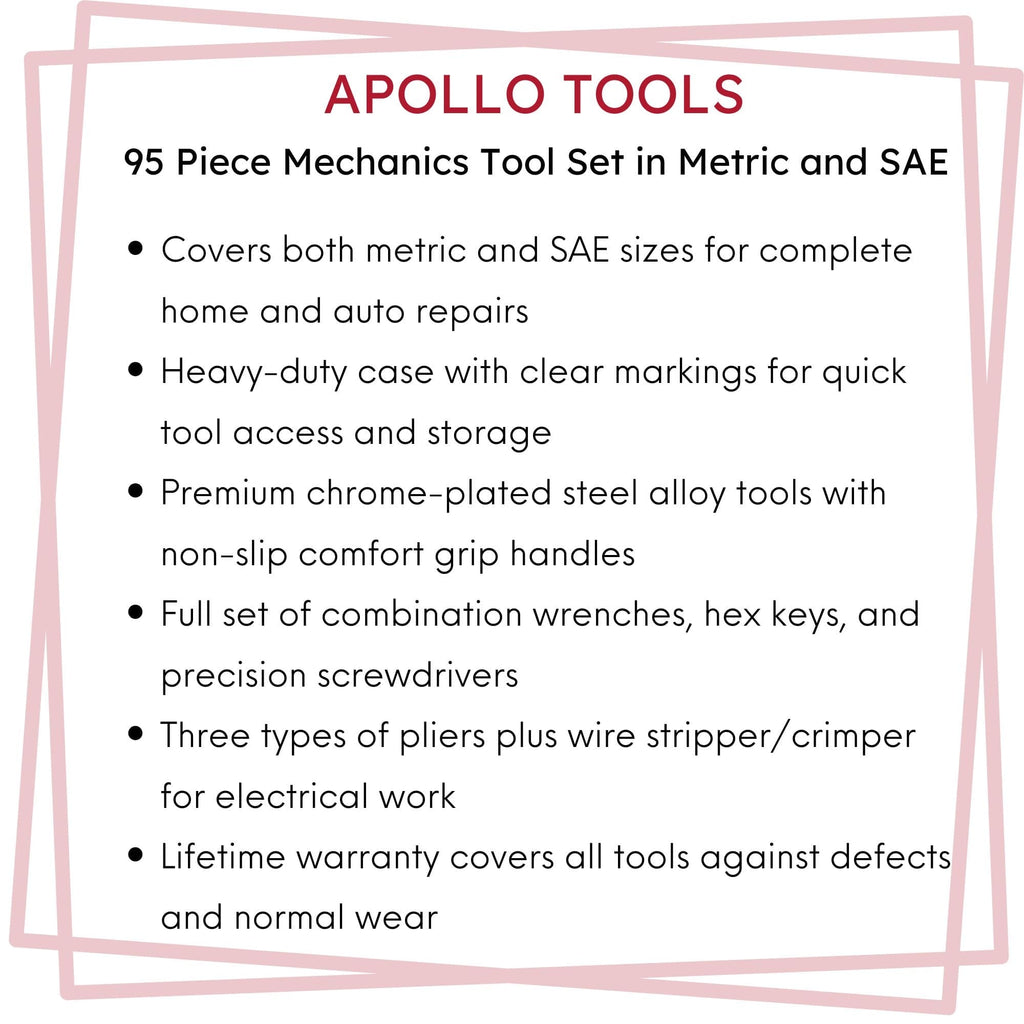 95 Piece Mechanics Tool Set in Metric and SAE for Small Engine, Mechan ...