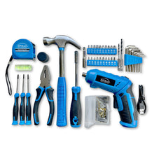 Compact 81 Piece Tool Set with 3.6V Li-Ion Rechargeable USB Cordless Screwdriver - DT2020 Blue/Gray
