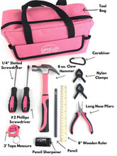 14 Piece My First Tool Kit Educational Tool Set with Pink Tool Bag, Real Pink Tools, and Safety Gear --DT4936P