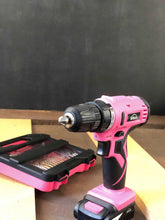 pink cordless drill with drill bits