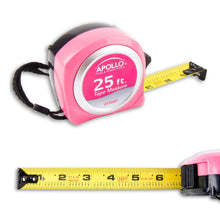 Apollo Tools 25ft. Tape Measure - Pink - DT5002P shows product and close up of blade