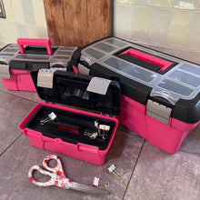 APOLLO TOOLS 3 Piece Tool Box - Pink - DT5005P shows product in use on kitchen countertop