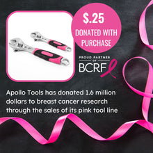 APOLLO TOOLS 2 Adjustable Wrenches - Pink - DT5007P Apollo Tools has donated over 1.6 million dollars to breast cancer research through the sale of its pink tool line.  The purchase of this product comes with a donation of $.25