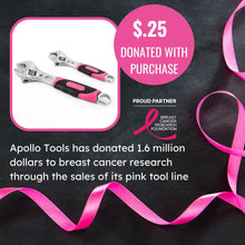 APOLLO TOOLS 2 Adjustable Wrenches - Pink - DT5007P Apollo Tools has donated over 1.6 million dollars to breast cancer research through the sale of its pink tool line.  The purchase of this product comes with a donation of $.25