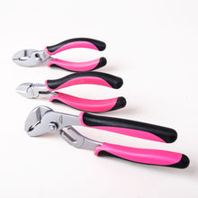 APOLLO TOOLS 3 Pliers set - Pink - DT5008P shows 
6.5" Diagonal pliers
8" Groove joint pliers
6" Slip joint pliers