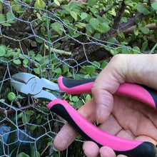 APOLLO TOOLS 3 Pliers set - Pink - DT5008P shows diagonal pliers in use on chicken wire