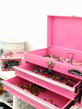 pink metal tool box tool chest with drawers for jewelry, crafts organizing