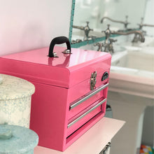 Apollo Tools 2-Drawer Pink Steel Chest -- DT5010P shown closed in bathroom setting