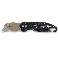 APOLLO TOOLS Ergonomic  Black Utility Knife with Carabiner Clip and Fast-Change Blade - DT5017