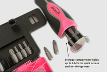 apollo tools pink magnetic ratcheting screwdriver handle with bit set and donation to breast cancer
