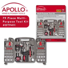 Apollo Tools 79 Piece Multi-Purpose Tool Kit - DT9411 shown open and with outer packaging