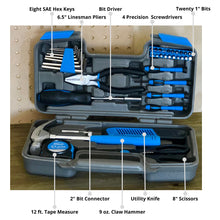 Apollo Tools 39 piece tool set model DT9706BL (blue) call outs include: 