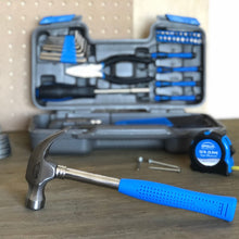 Apollo Tools 39 piece tool set model DT9706BL (blue) shows hammer in foreground and rest of tool set in background