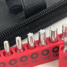 Apollo Tools 56 Piece SAE Auto Tool Set In Zipper Case - DT9774 detail shows bit bar and some 1 inch bits