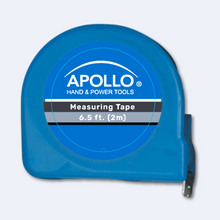 Apollo Tools blue measuring tape 6.5 foot 2 meter compact design with clear branding