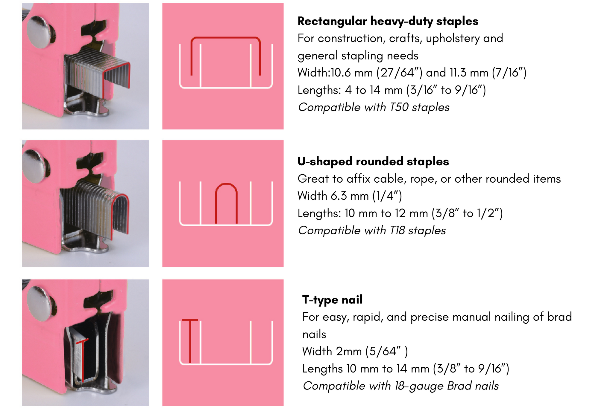 Pink Stapler with Power Adjustment Knob and 3000 Staples assortment